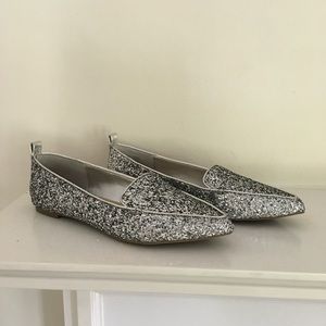 Aldo silver glitter loafer flats size 8